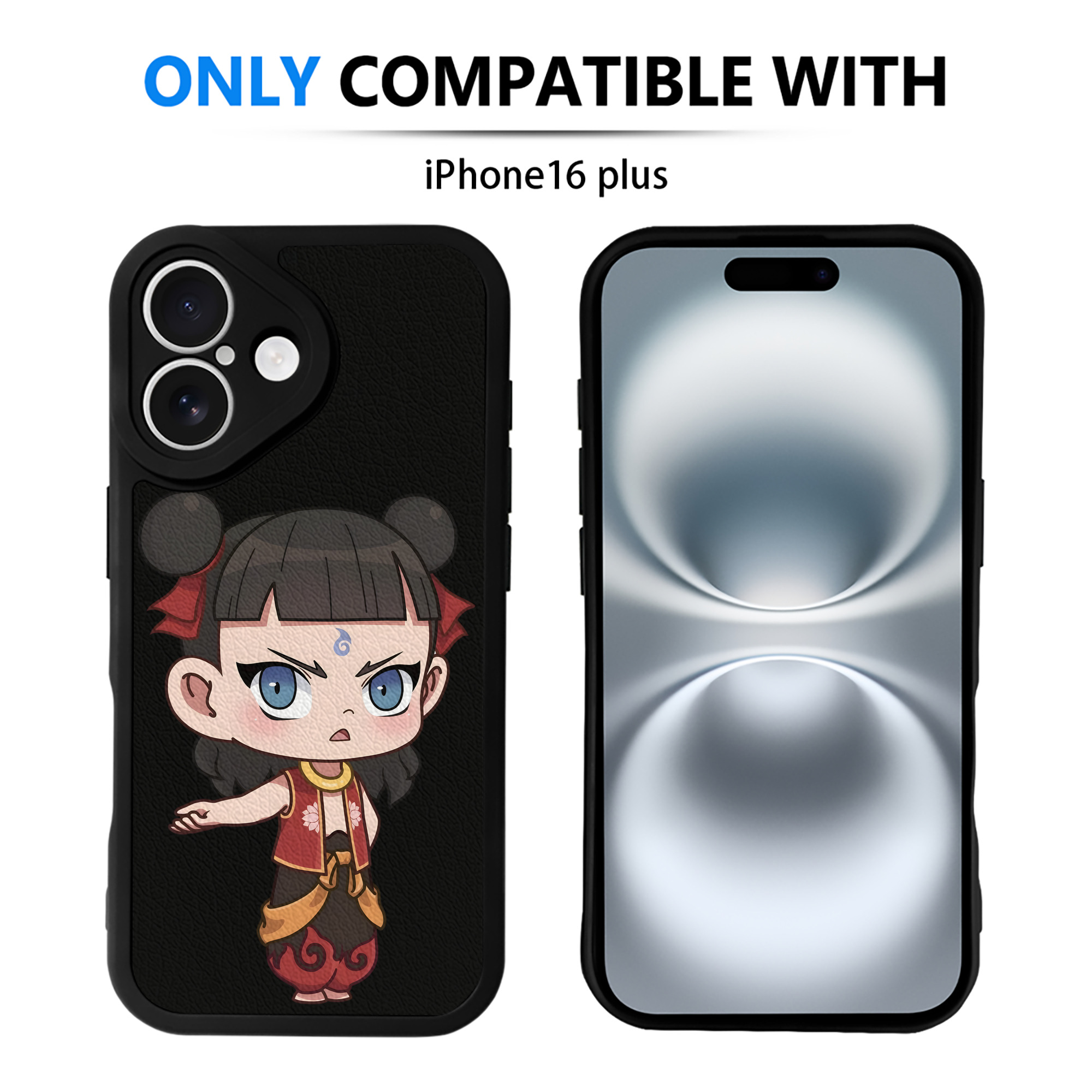 （画像用） Ne Zha 2 ナタ 魔童の大暴れ 【iPhone 16シリーズ対応】シリコンスマホケース（レザー調） 材質：シリコン